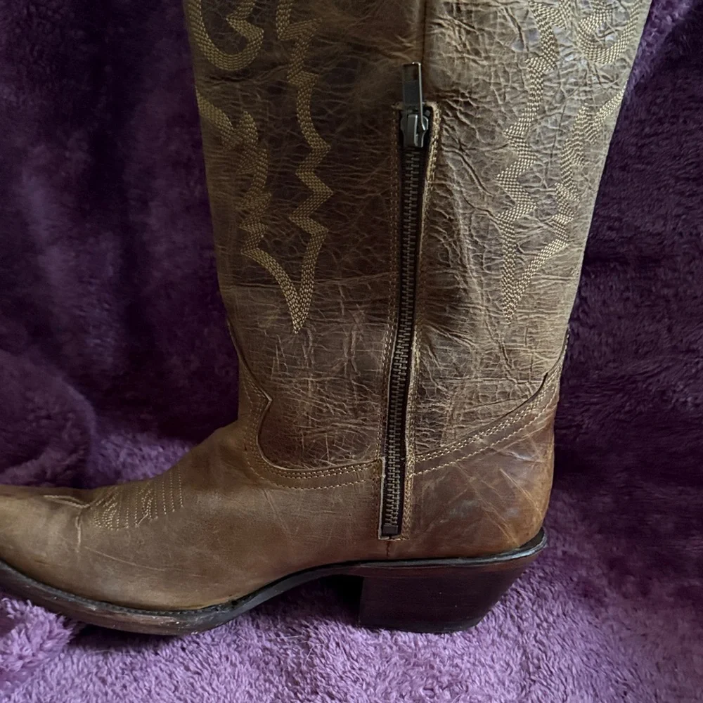 Rock’Em Brown Leather Tall Women's Cowboy Boots - Picture 3 of 4